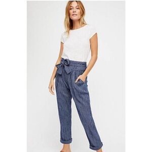 Free People Size 2 Rumors Yarn Dye Harem Pants Blue/ EXCELLENT